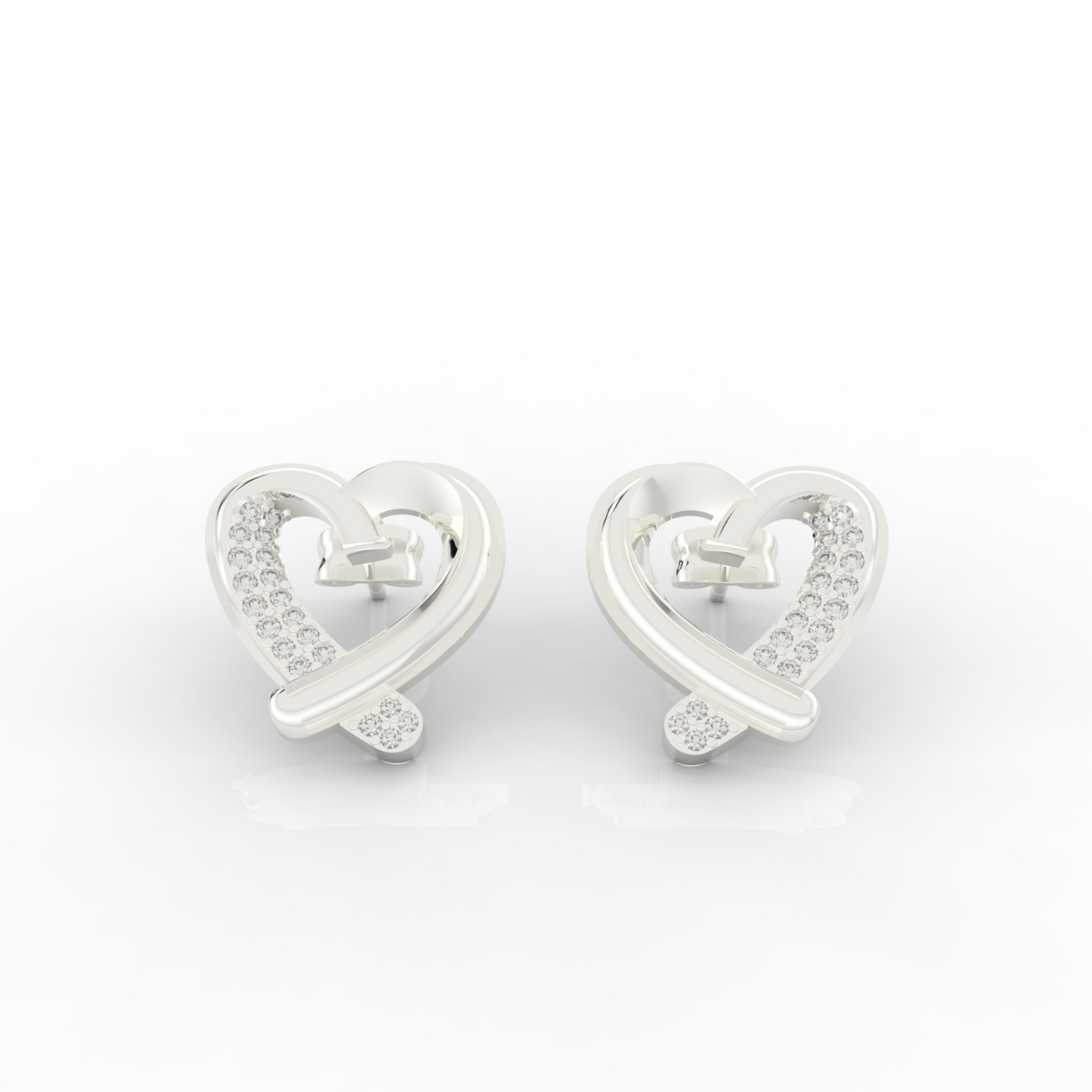 Trendy Heart Shape Partywear Stud Earrings, Hallmarked 925 Sterling Silver